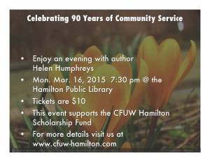 CFUW Hamilton Author Night 2015